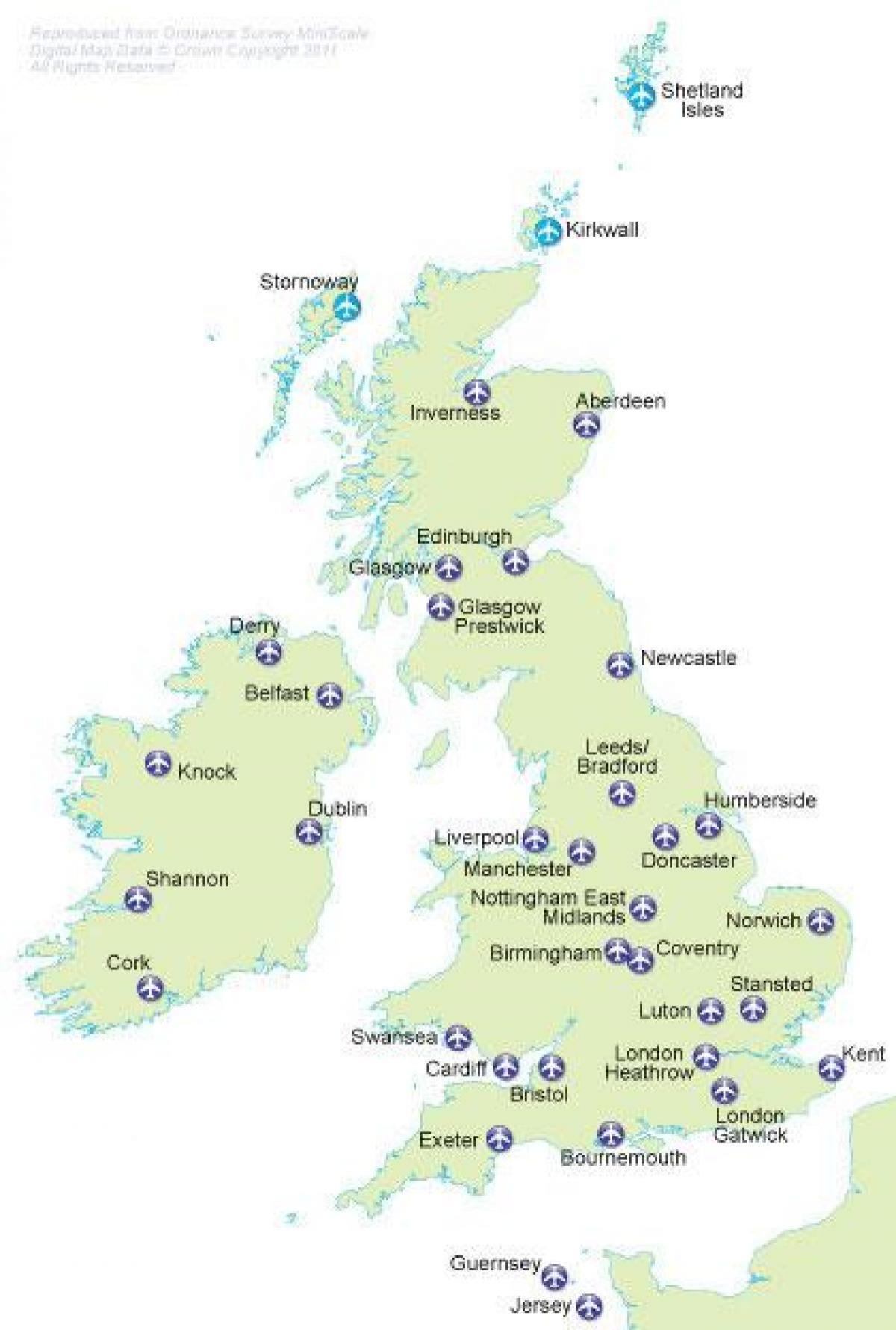 خريطة مطارات المملكة المتحدة (المملكة المتحدة)