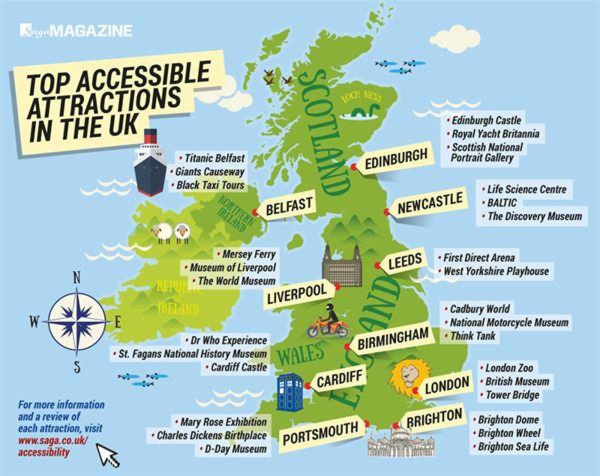 المملكة المتحدة (المملكة المتحدة) خريطة الجذب السياحي