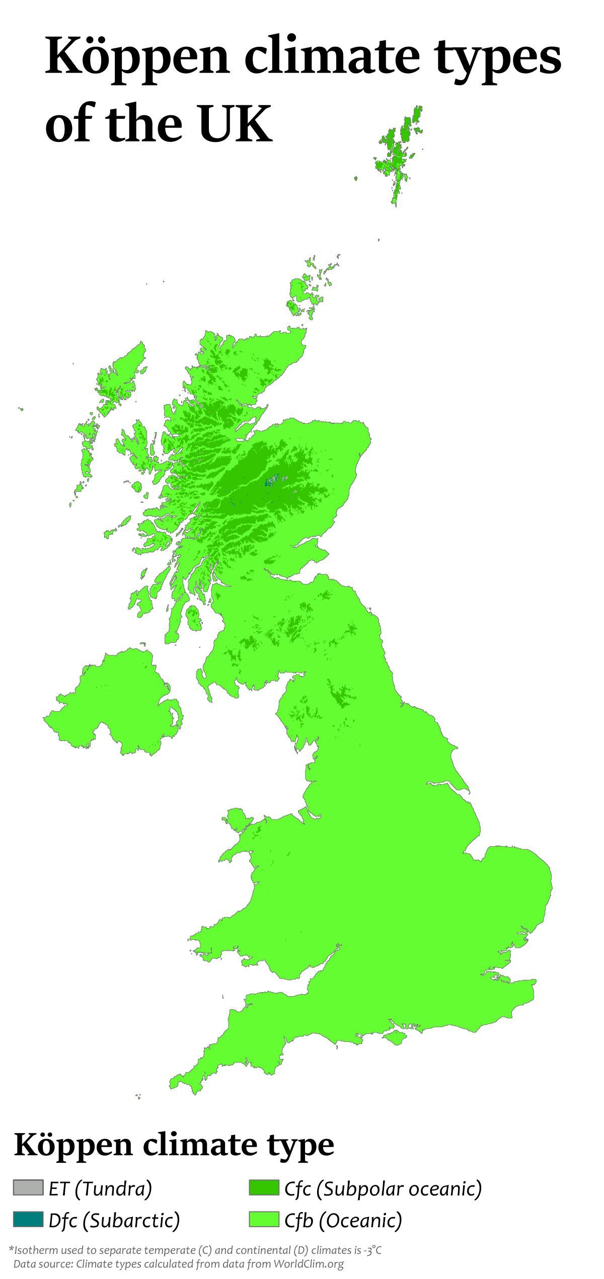 المملكة المتحدة (المملكة المتحدة) خريطة درجة الحرارة