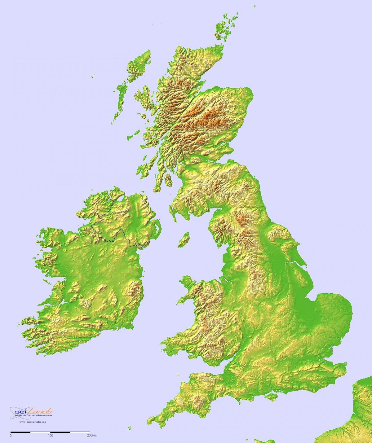 خريطة الارتفاع في المملكة المتحدة (المملكة المتحدة)