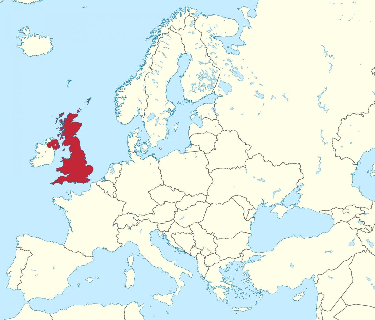 المملكة المتحدة (المملكة المتحدة) الموقع على خريطة أوروبا
