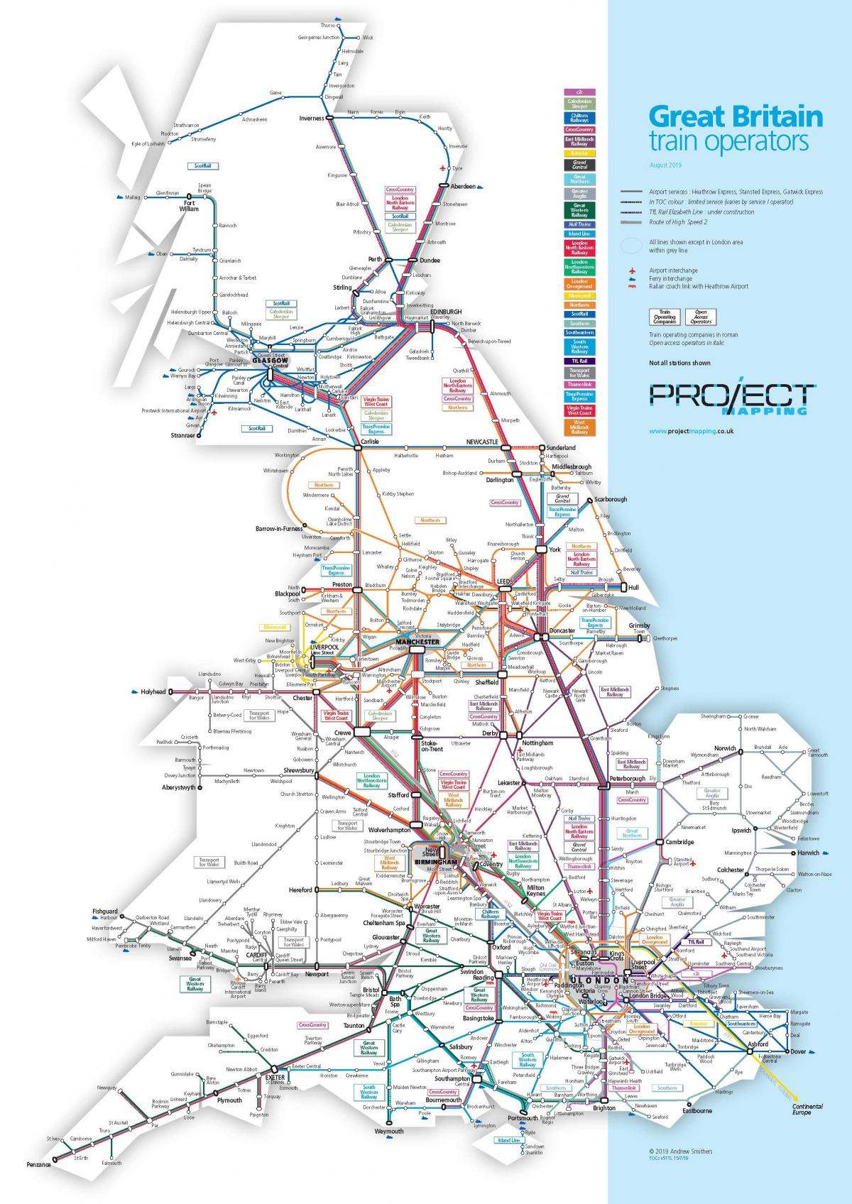 المملكة المتحدة (المملكة المتحدة) خريطة خطوط القطار
