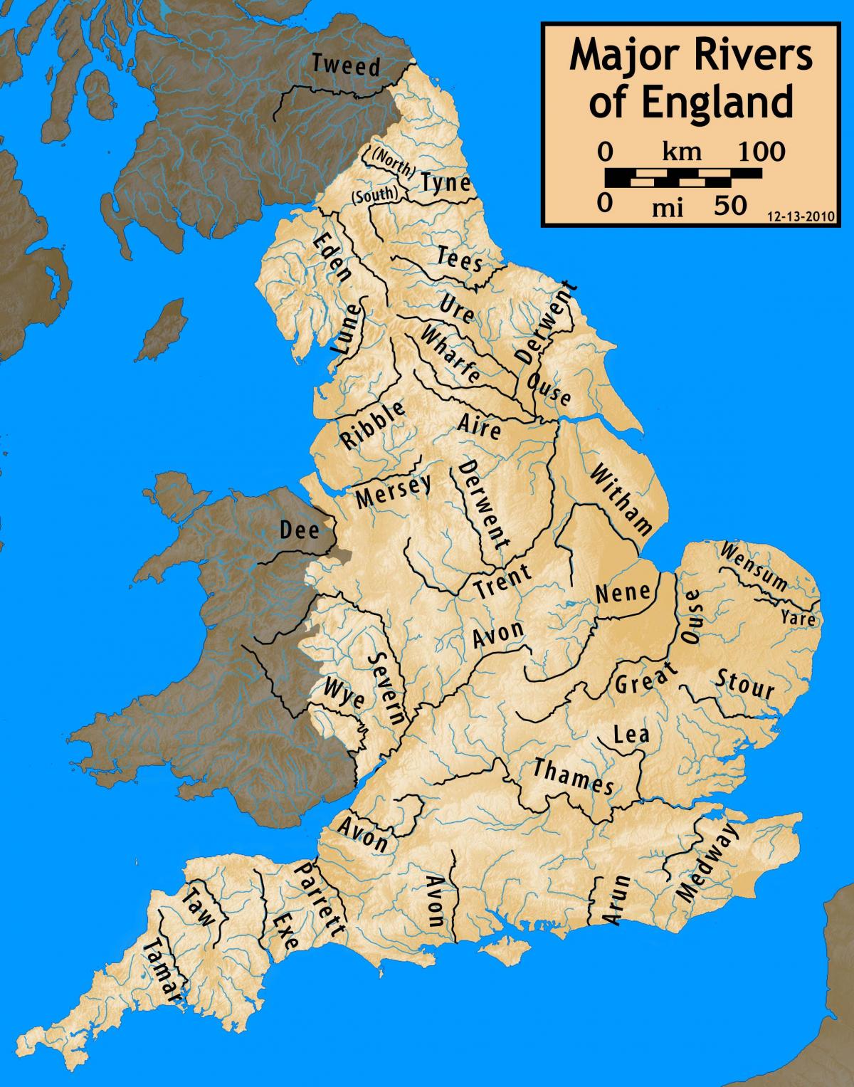 خريطة الأنهار في المملكة المتحدة